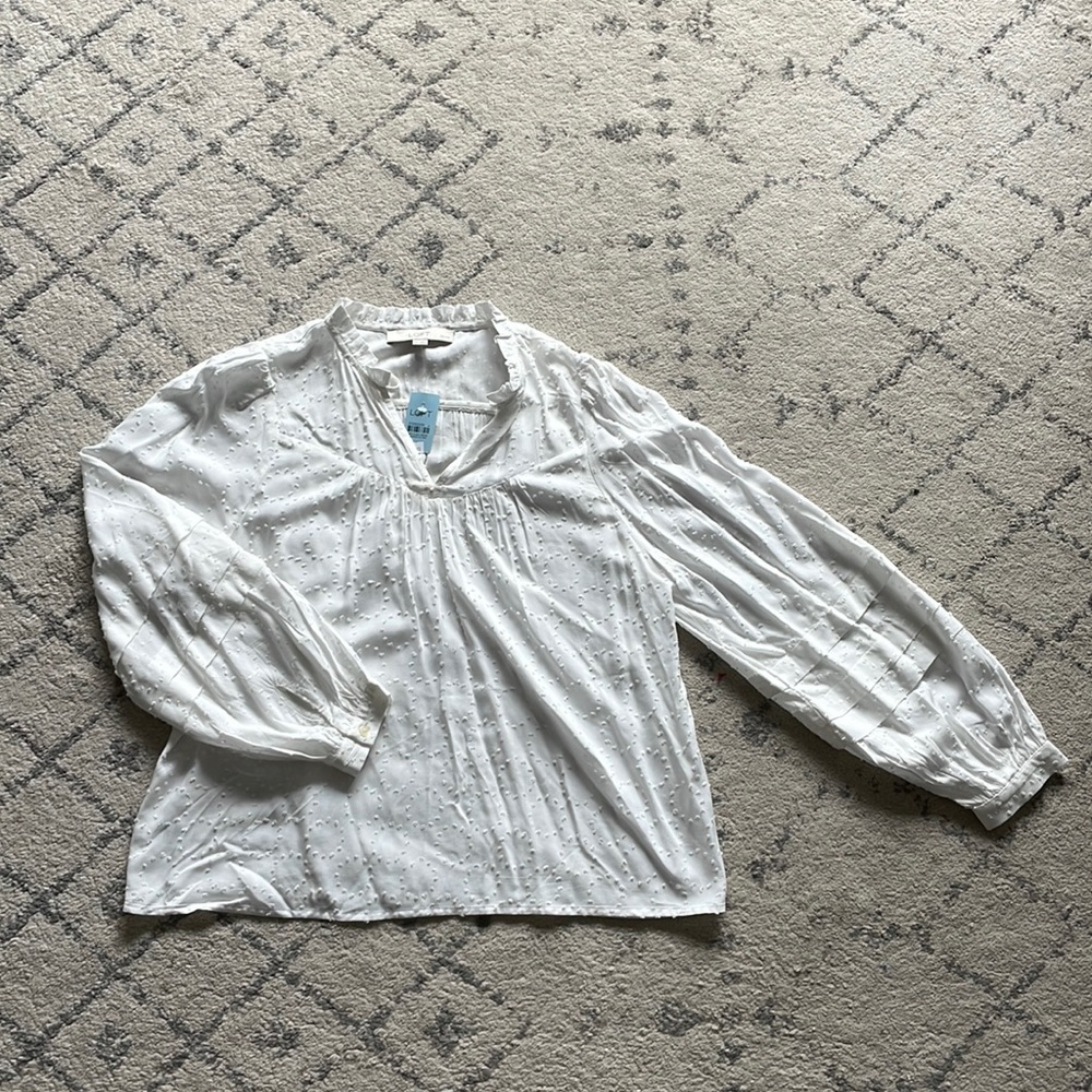 NWT, White Loft blouse with detailed sleeves